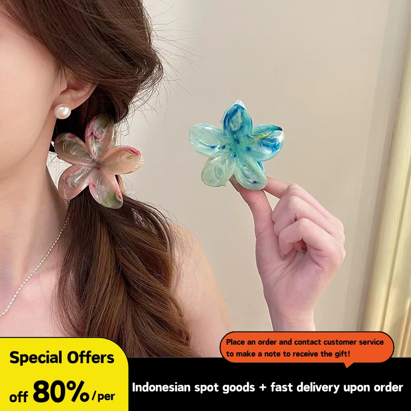 *Tersedia*Jepit Rambut Gaya Baru Korea Jepit Rambut Frangipani Jepitan Hiu Jepitan Rambut Resin Sete