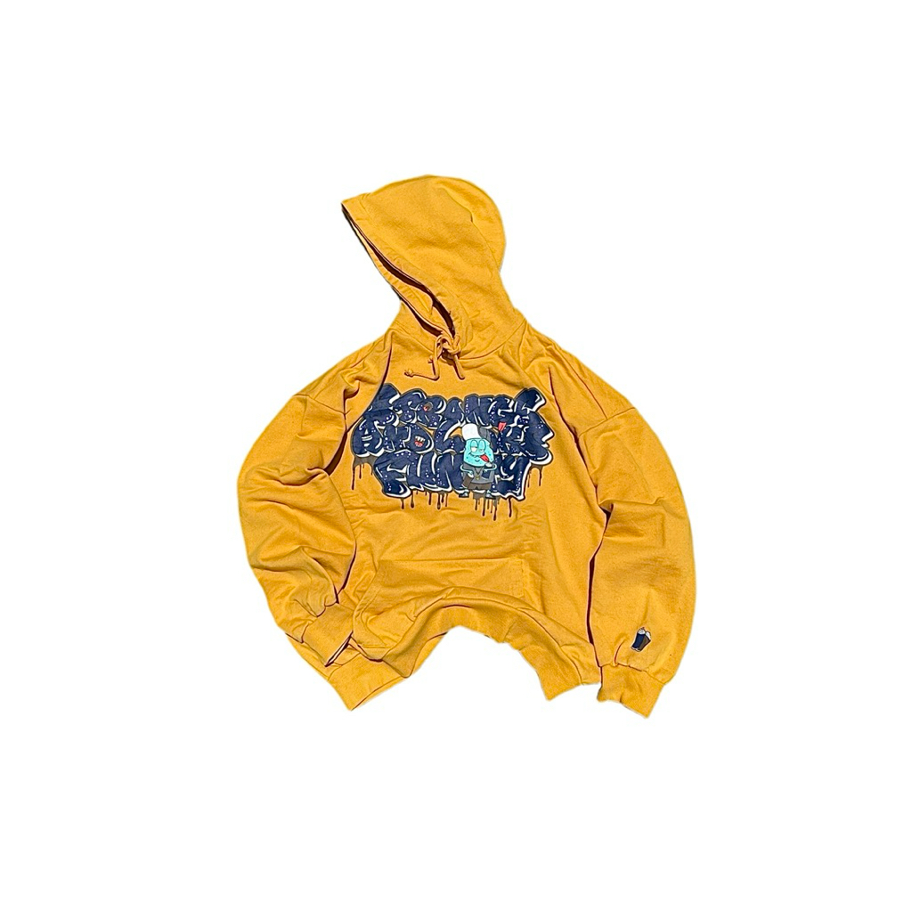 WEGO Japan Graffiti Printed Chest Mustard Heavy Pullover