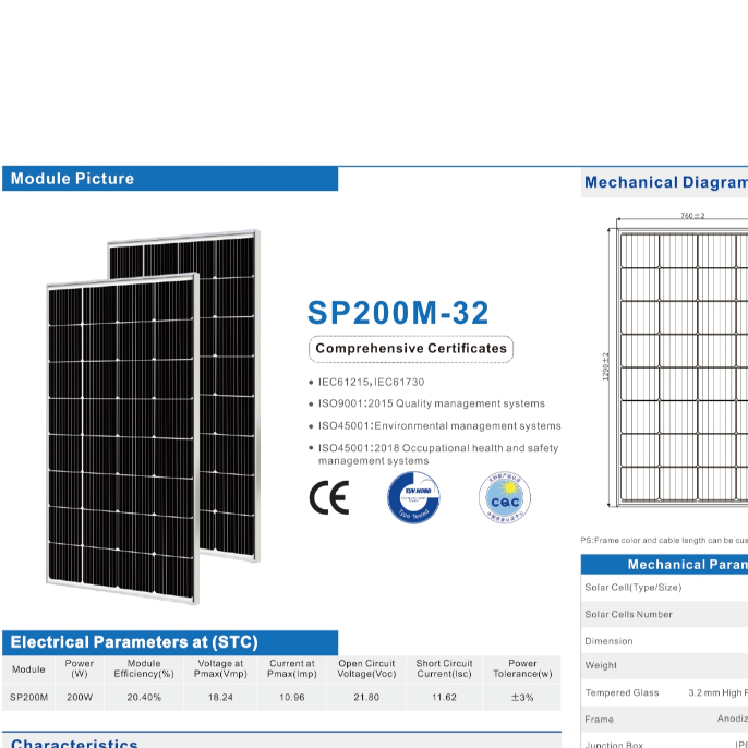 Panel Surya 200WP Monocrystalline