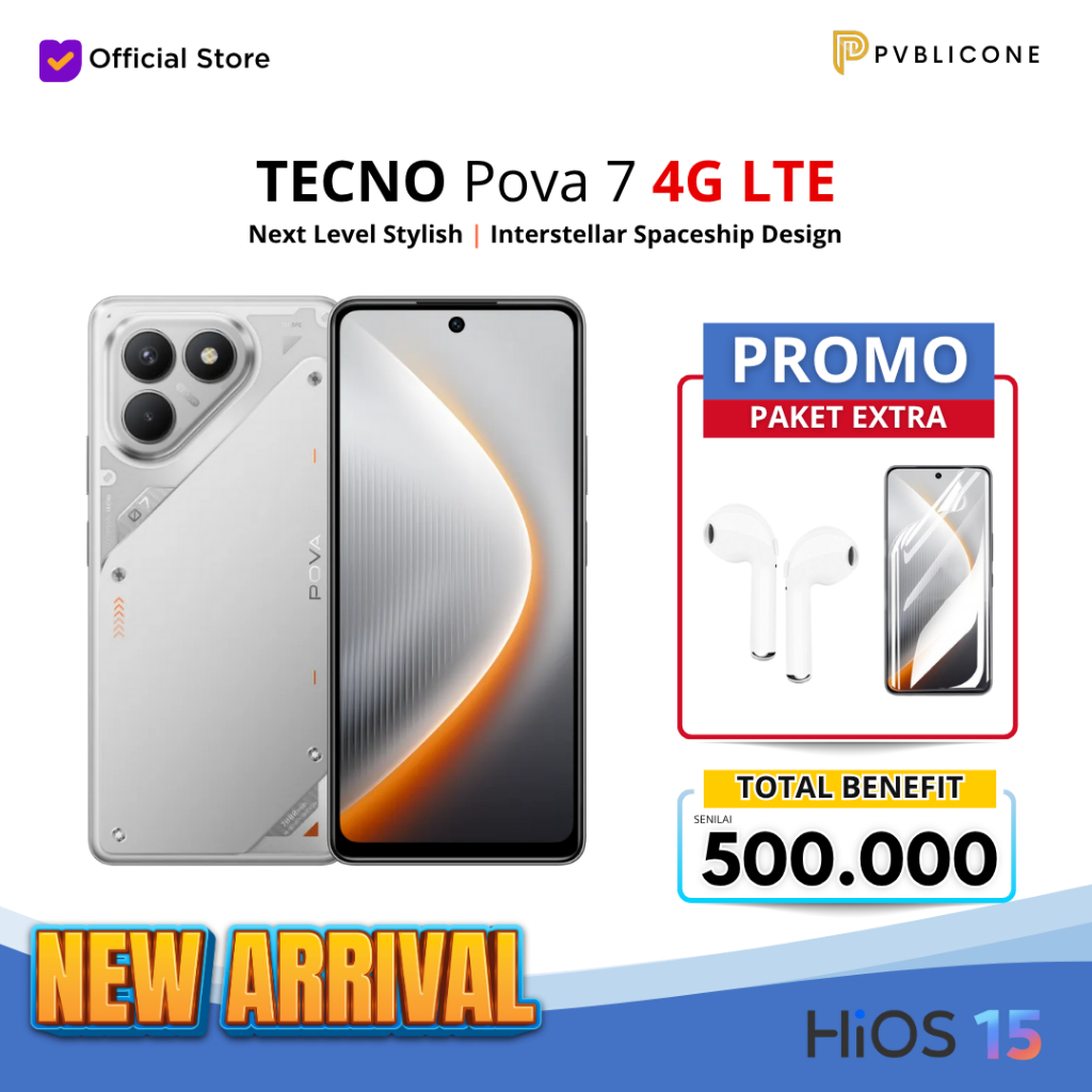 TECNO POVA 7 4G/LTE RAM 8GB Internal 128/256GB Handphone Smartphone Original Garansi Resmi 1 Tahun