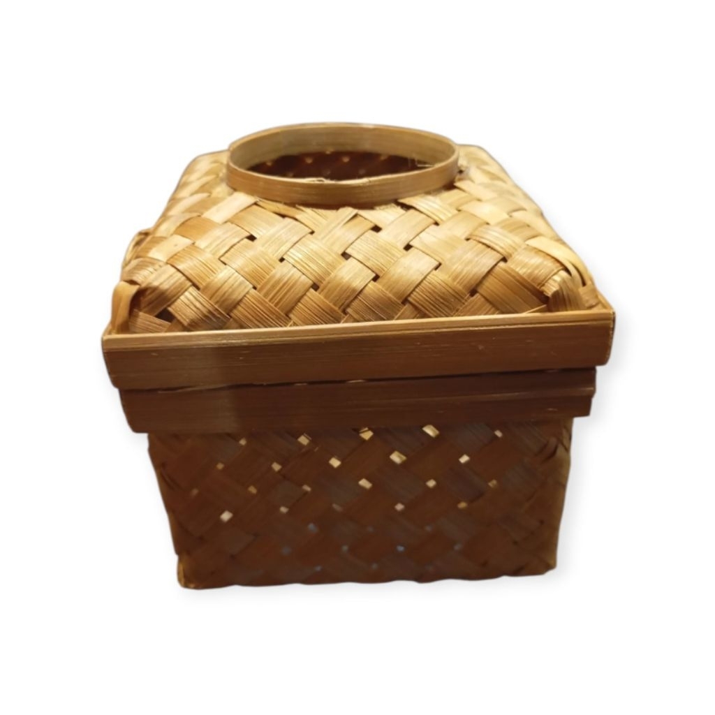 Anyaman kotak vas tisu kerajinan bambu kotak tisu