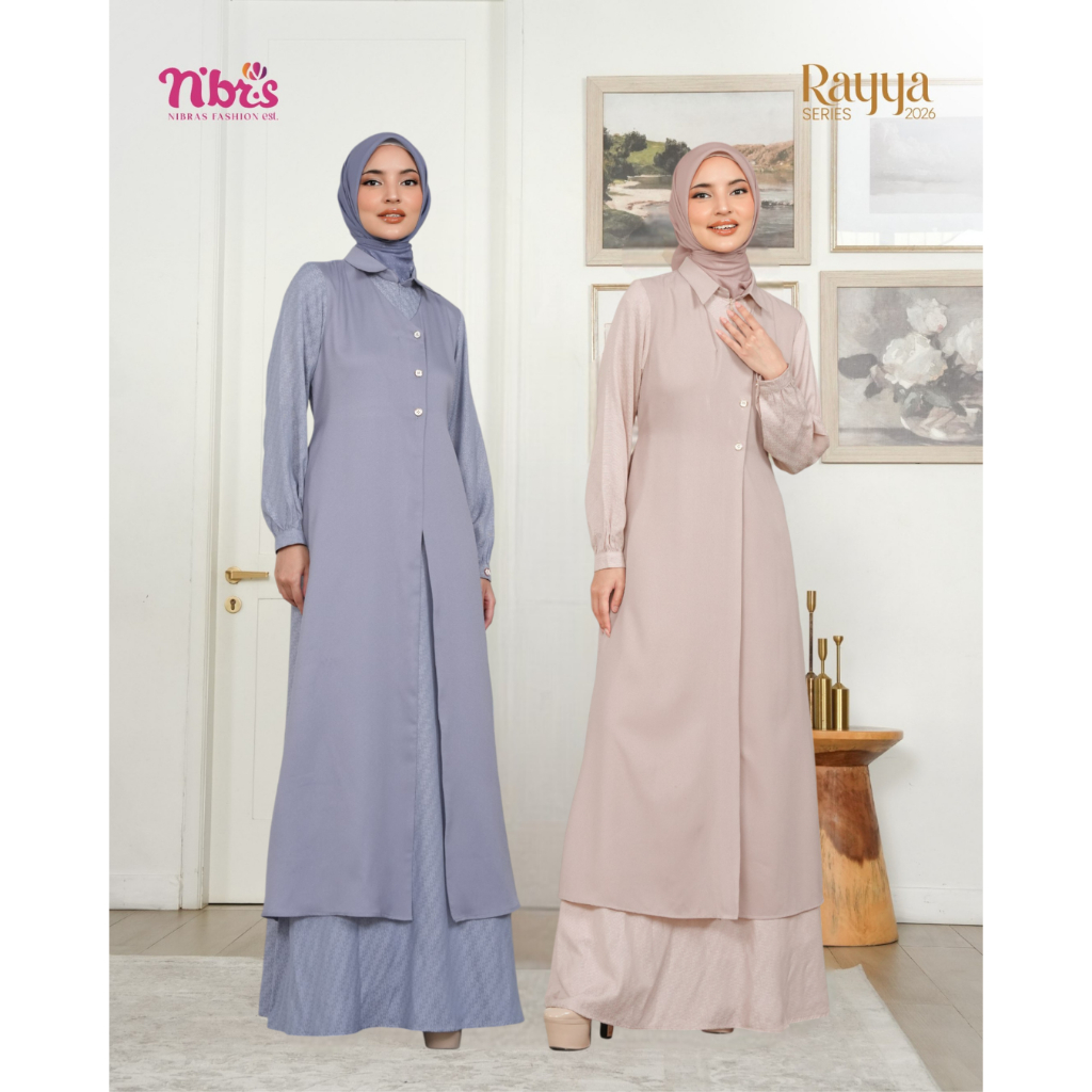 GAMIS DRESS SANTAI KASUAL FORMAL SYARI WARNA ABU DENIM CREAM BEIGE TERBARU 2026 - CLADIA GREY CREAM 