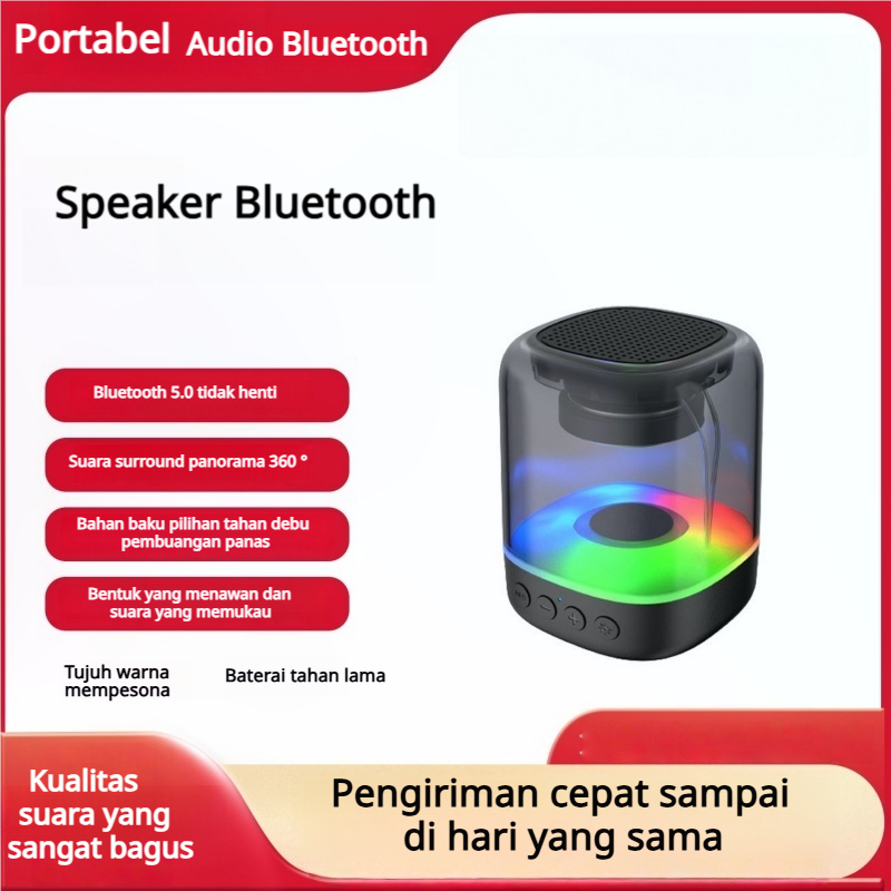 Speaker Bluetooth Terbaru Super Bass  salon aktif bluetooth full bass Lampu RGB Keren Mini Portabel 