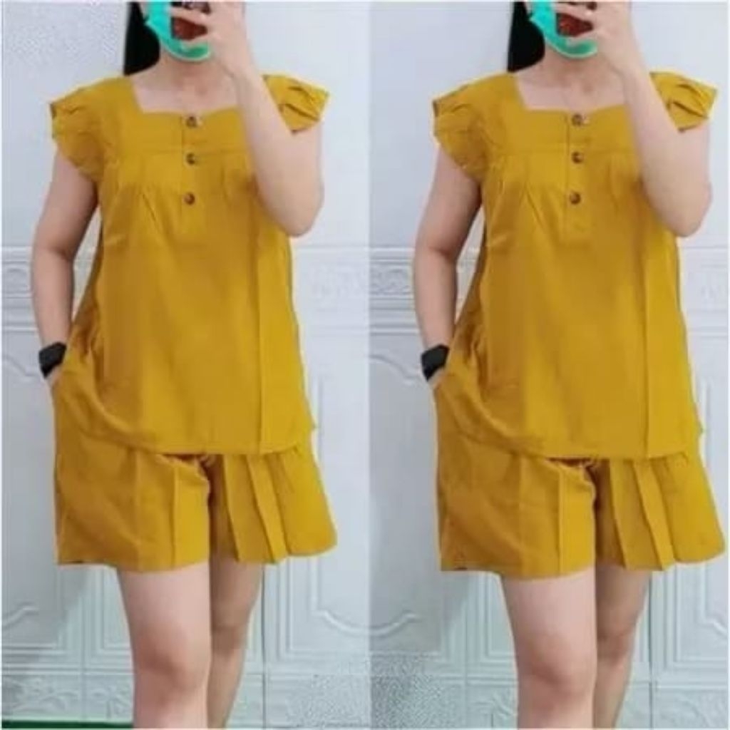 Setelan Bangkok Celana Pendek Wanita Kekinian Termurah//Onset Wanita Kancing Depan Busui Friendly//O
