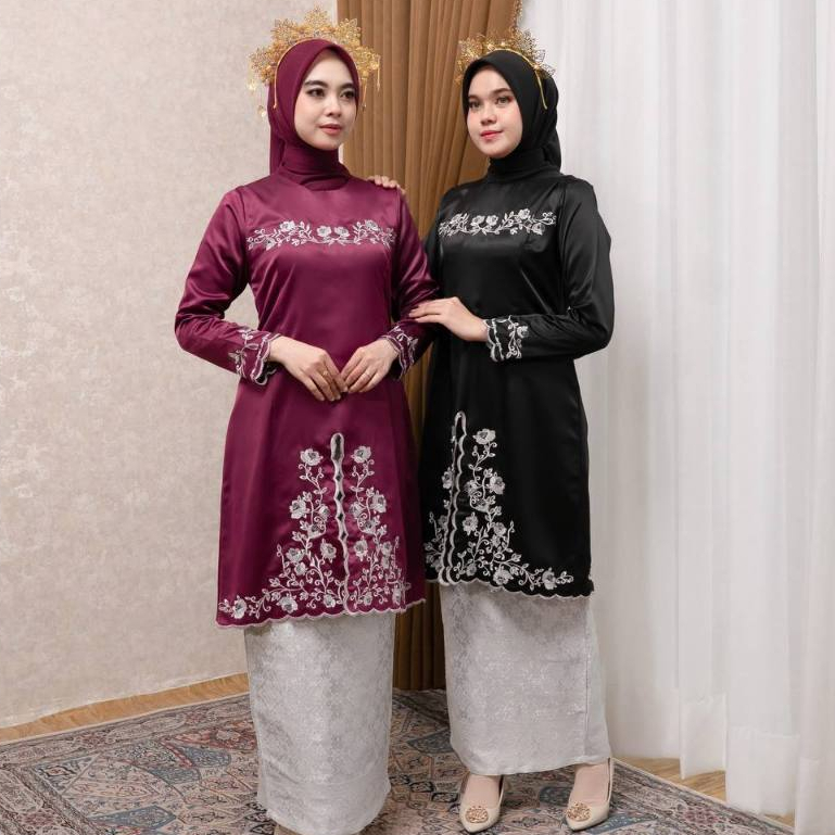 BENING BAJU KURUNG MELAYU - SETELAN KURUNG BORDIR SONGKET - BAJU MELAYU BORDIR - SETELAN ROK