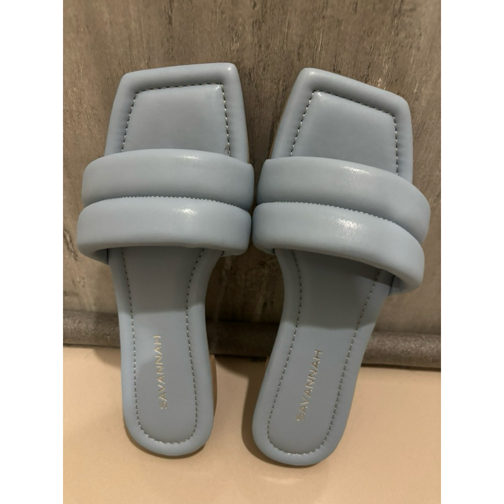 SALE  JUAL MURAH LILY BY SAVANNAH SANDAL PREMIUM COMFY BABY BLUE SYNTHETIC LEATHER PRELOVED SIZE 38 
