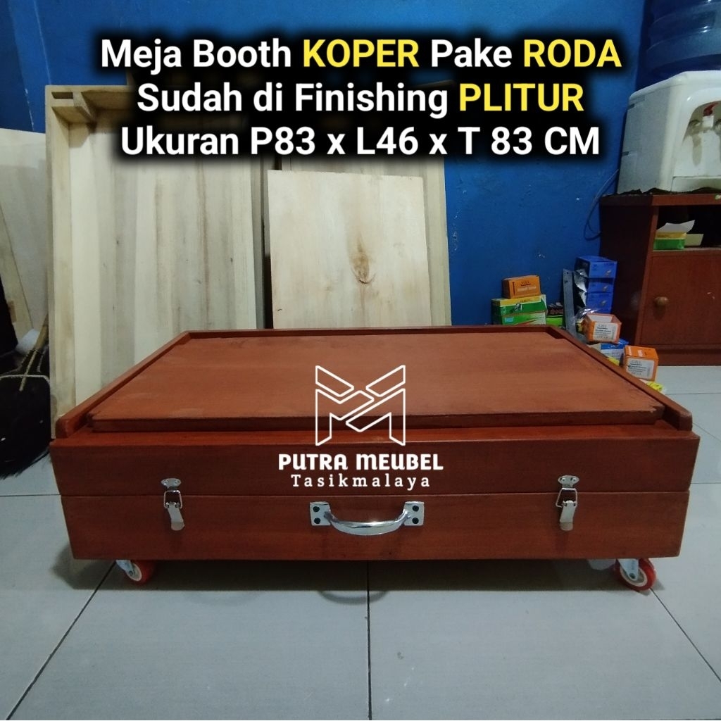 Uddjaya_ Meja Koper Lipat / Meja Jualan Lipat / Meja Booth Portable / Meja Kompor Lipat Pake Roda