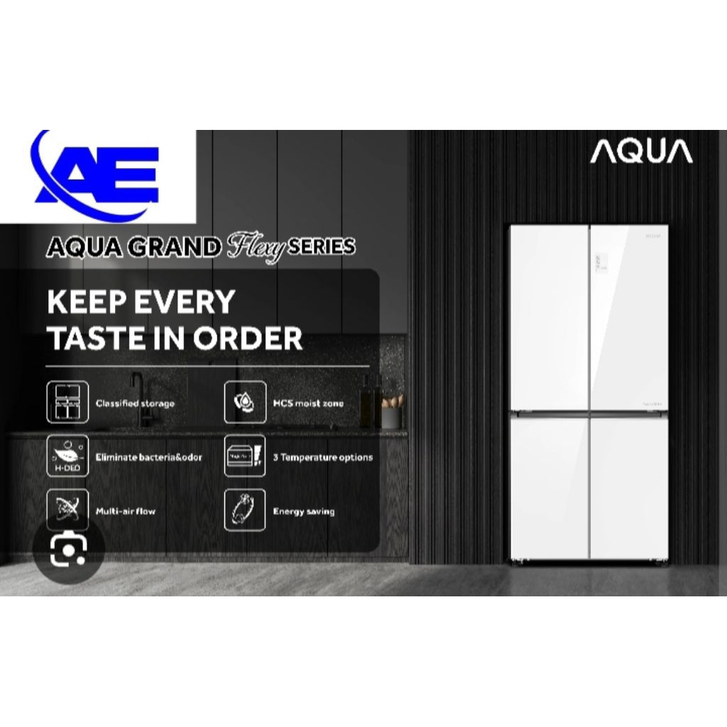 KULKAS AQUA 4PINTU KACA AQR-TT546RGB(WT)