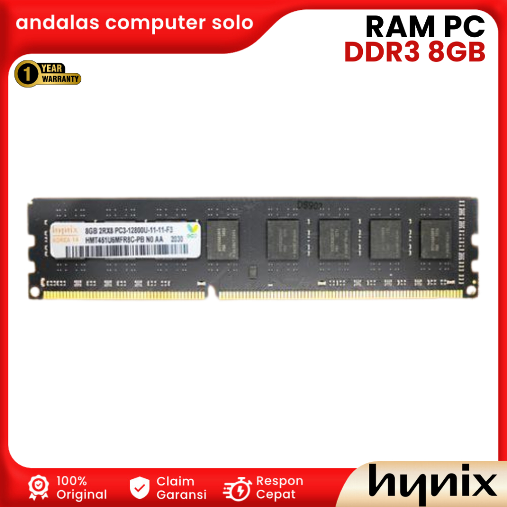RAM PC KOMPUTER HYNIX DDR3 8GB PC-12800 LONGDIMM RAM PC KOMPUTER