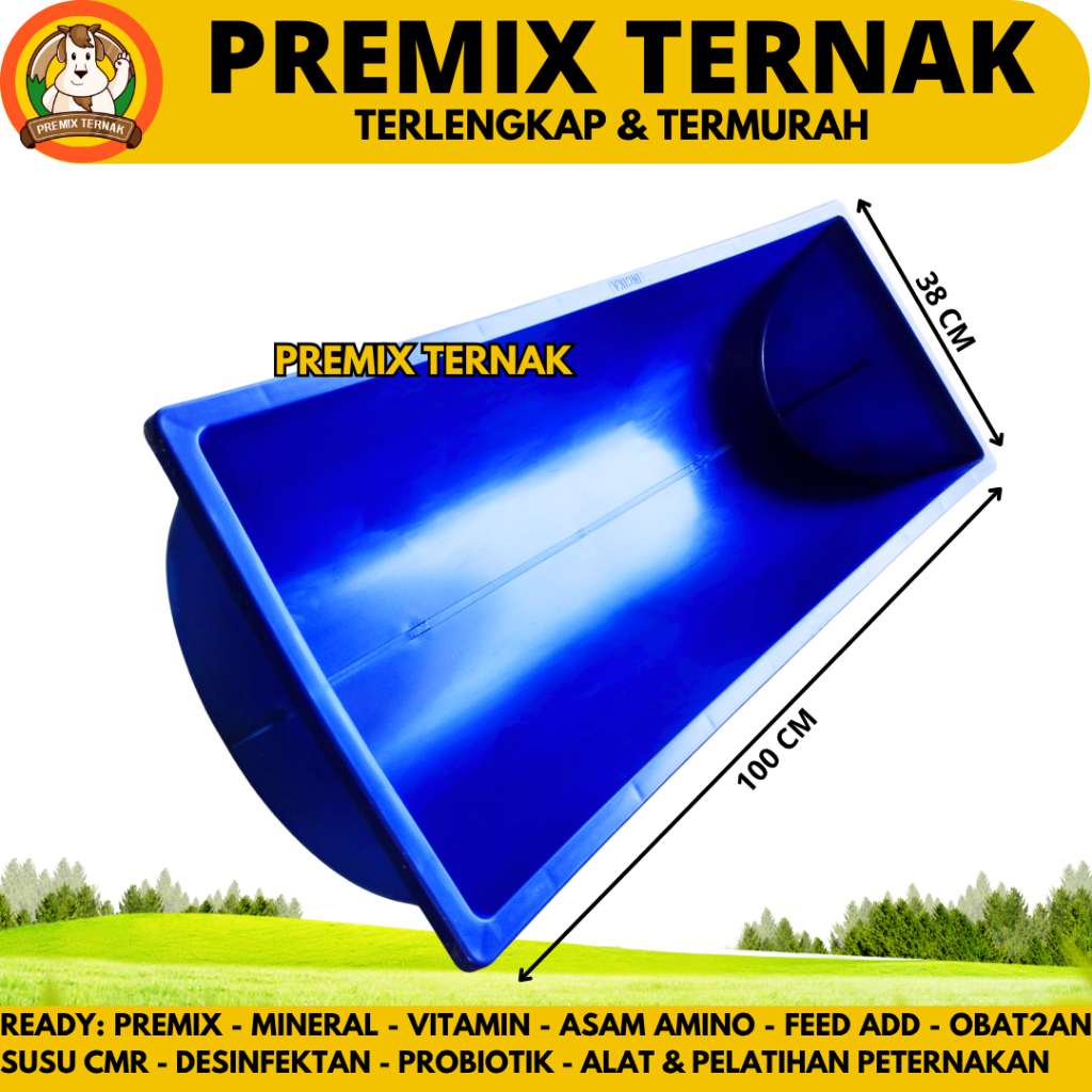 TEMPAT PAKAN KAMBING BIRU - Tempat Makan Kambing - Wadah Pakan Kambing - Palung Pakan Kambing Domba