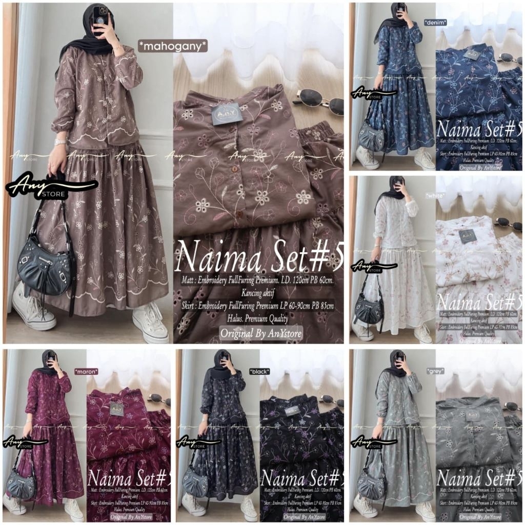 [[ READY TERBARU ]] NAIMA SET BY ANY SETELAN KATBOL EMROIDERY PREMIUM JEVAN SET DRESS ORIGINAL UWAIS
