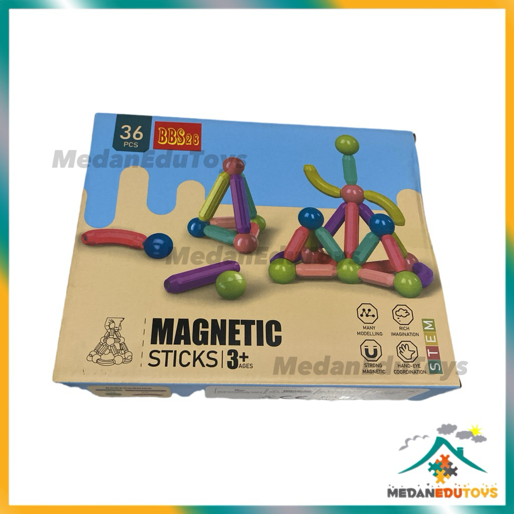 Magnetic Sticks Mainan Edukasi Anak Magnet Susun Stik Balok Mengenal Bentuk Dan Warna