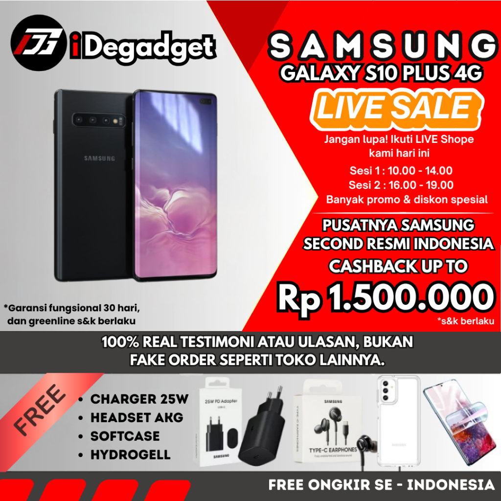 SEIN Samsung Galaxy S10 Plus 12/1TB 8/512GB 128GB S10+ Lite Second Fullset Original