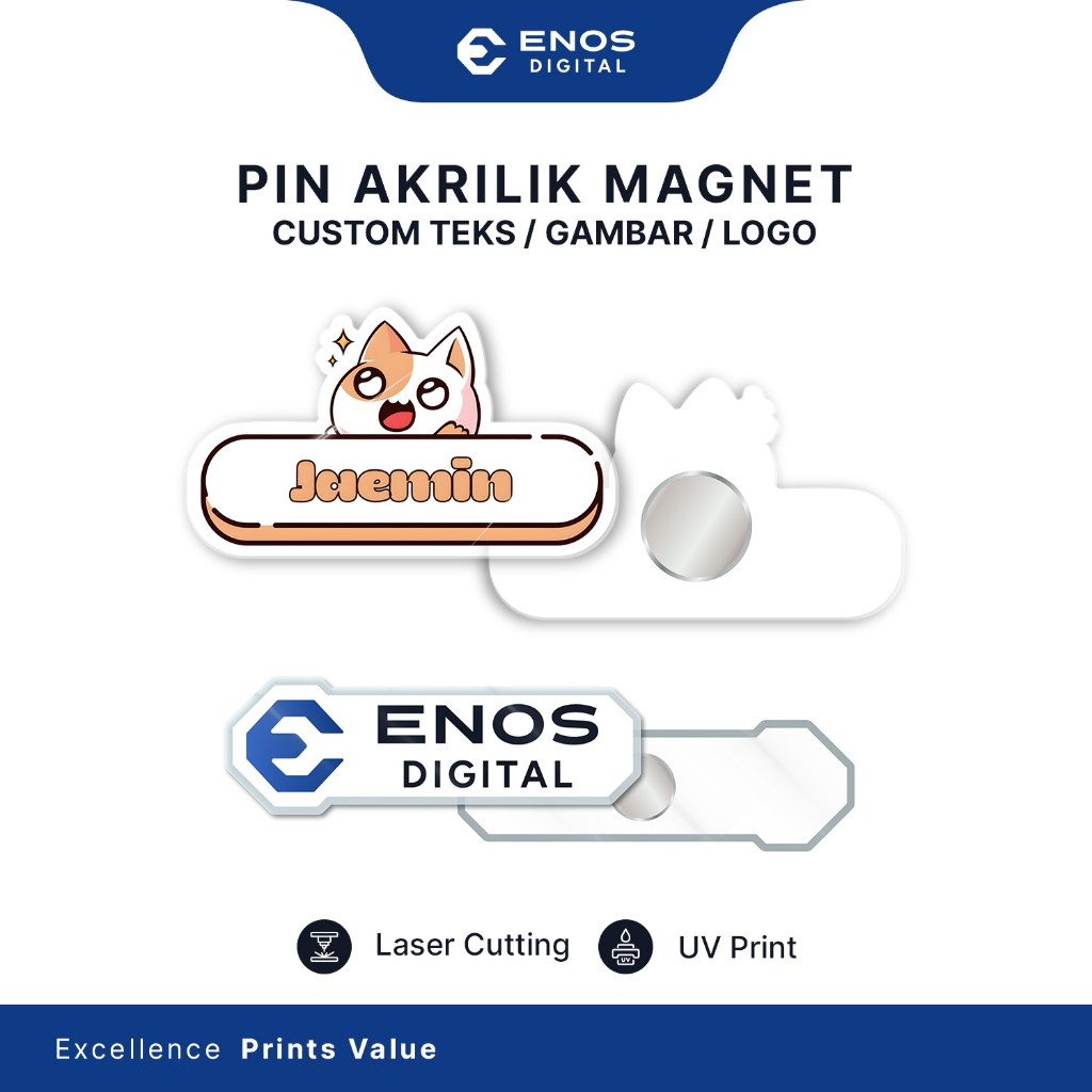 Pin Magnet Akrilik Custom Nama Logo | Bros Magnet Akrilik | Enamel Pin Custom | Souvenir Tas Topi