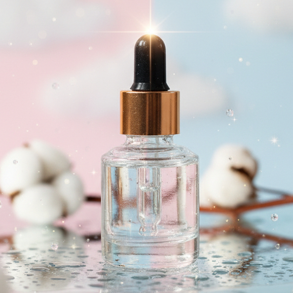 BOTOL PIPET BM 15ML BENING BAHU MIRING KACA TEBAL - RING GOLD KARET HITAM - SERUM KOSMETIK SKINCARE 