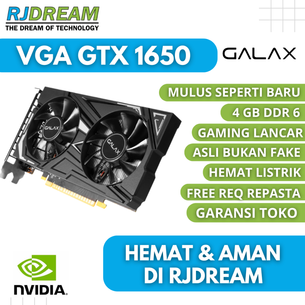 VGA GTX 1650 4GB DDR6 NVIDIA BEKAS / SECOND VGA CARD GAMING