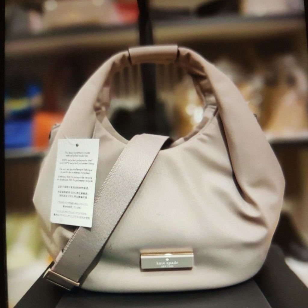 Ready Kate Spade Carter Pleated Nylon Crossbody Cozy Grey