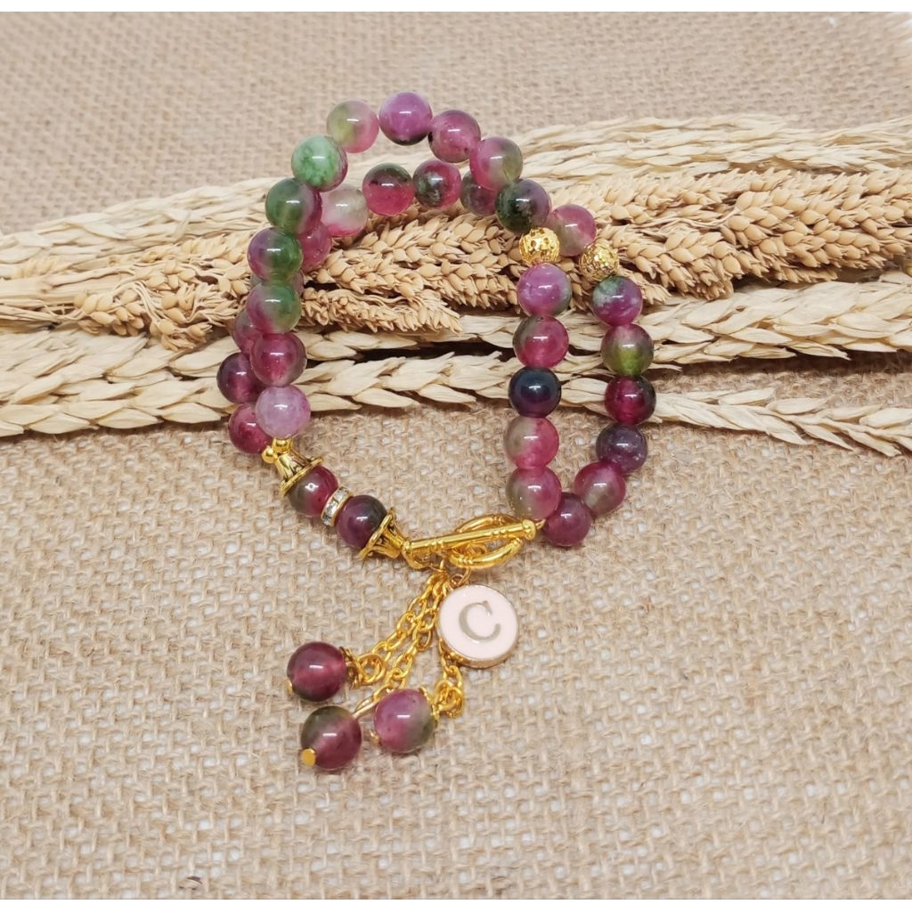 GELANG TASBIH BATU NATURAL RUBY TANZANIA 8MM