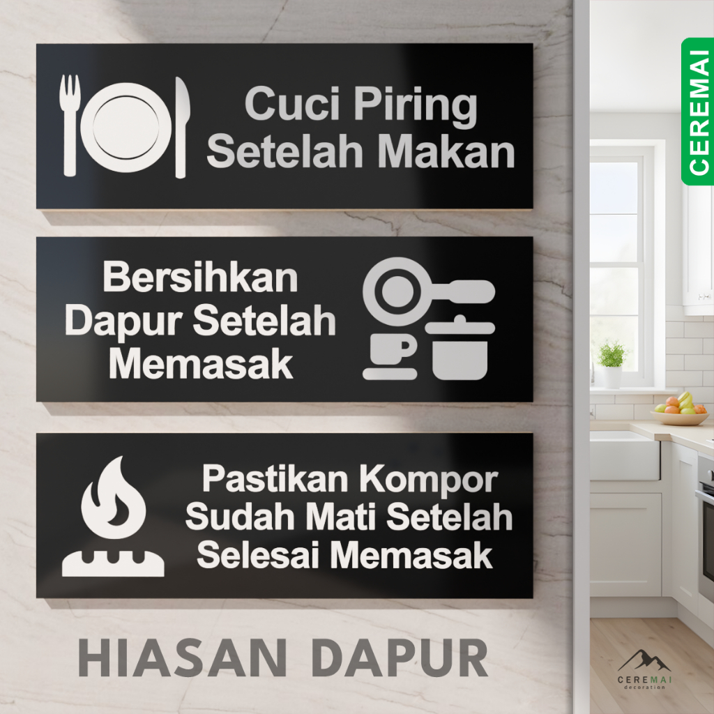 CM DECOR - PERATURAN DAPUR PAPAN ATURAN KOST MASAK SIGN DINDING