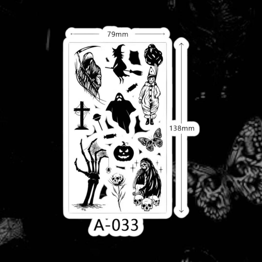 Tattoo Temporary Waterproof – Tato Sticker Palsu Tahan Air Tattoo Tahan Lama Motif HALLOWEN