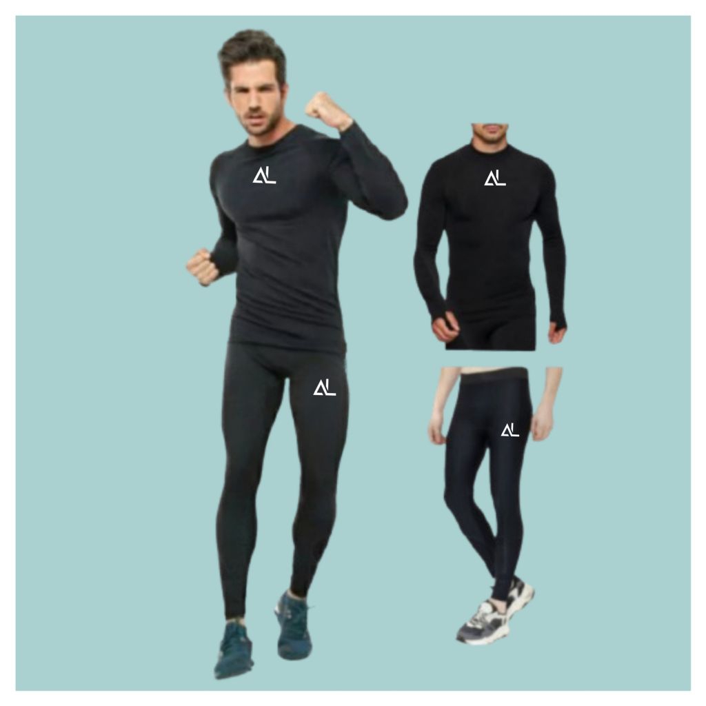 Stelan Olahraga Baju Manset Baselayer Lengan Panjang Dan Celana Street Legging Panjang Daleman Olahr