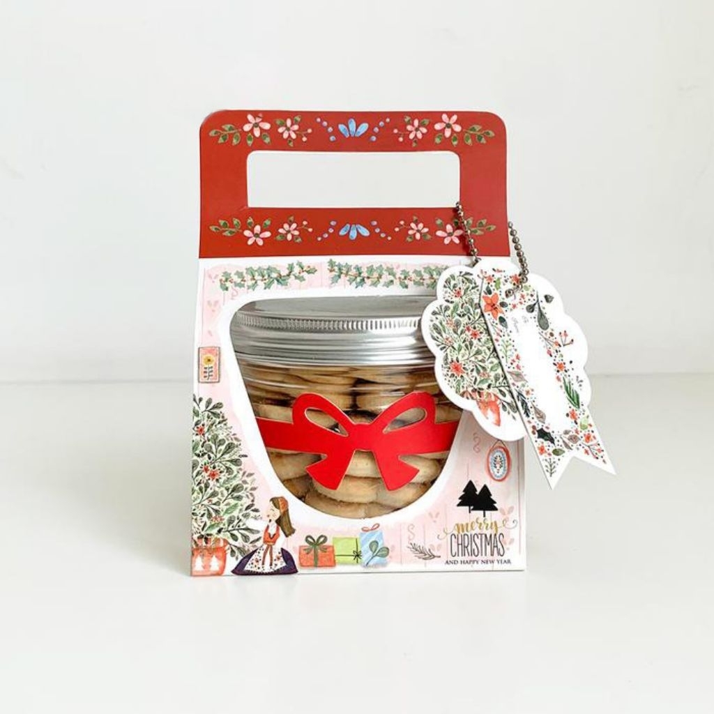 EDNA - Box mini cookies christmas sleeve packaging kue kering toples tabung 400ml dus hampers natal