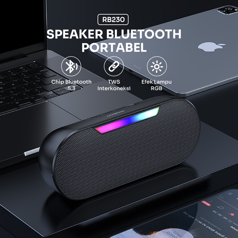 Speaker Bluetooth Robot RGB Bass Stereo Wireless Portable Salon Tanpa Kabel Sound Audio Mini RB230