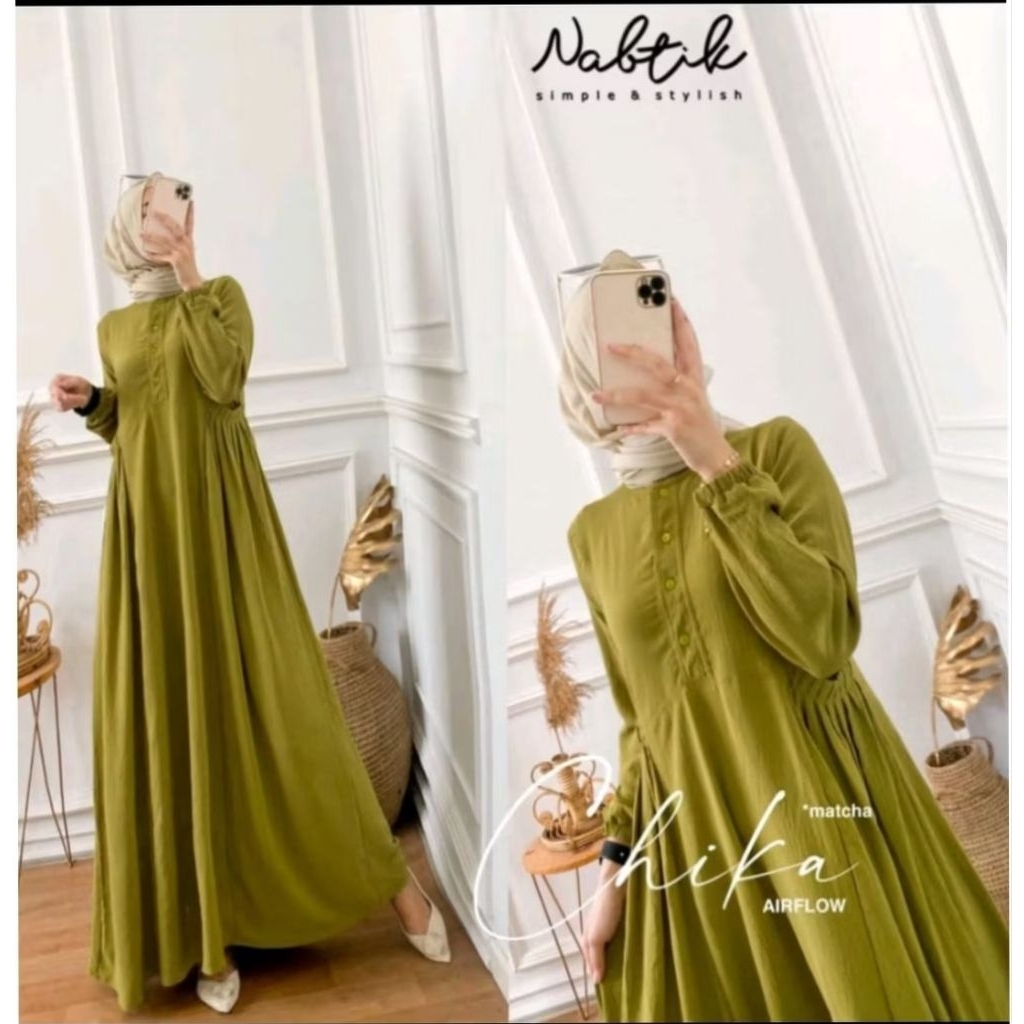 Gamis chika crinkle airflow- dress adem super jatuh