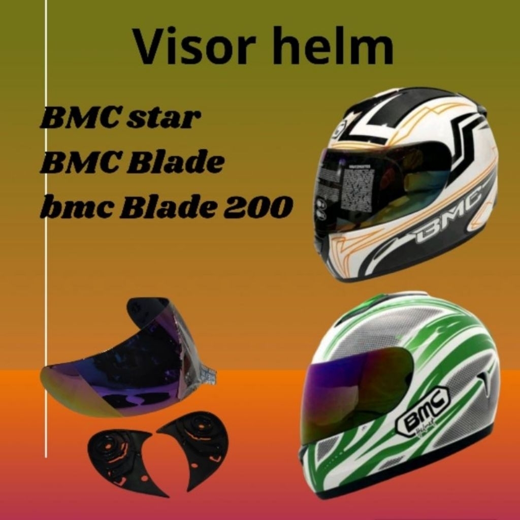 Kaca Helm Full Face BMC STAR BMC BLADE Visor helm BMC Blade 200 Bening Smoke Pelangi gratis rachet