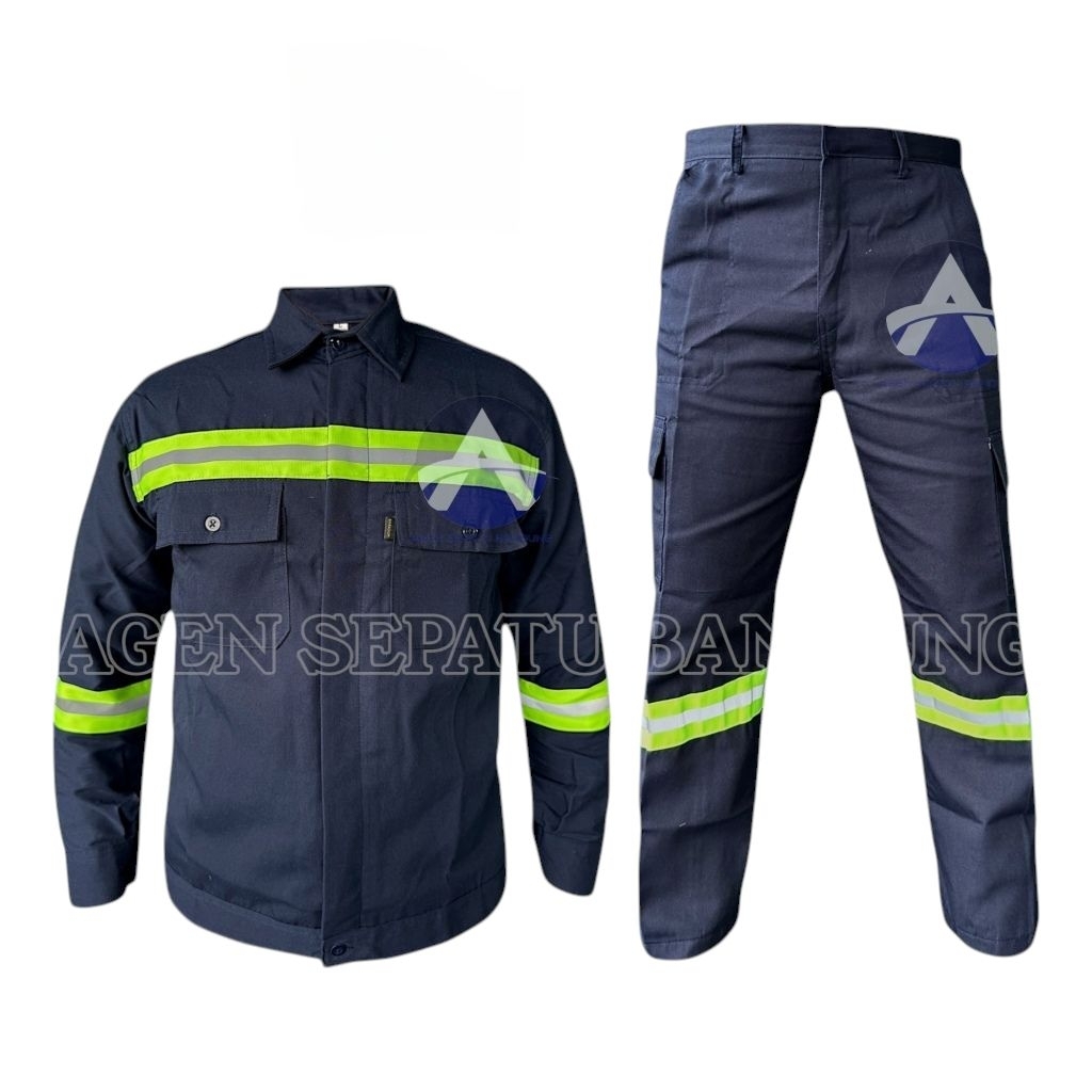 Setelan Baju Safety Terbaru Satu Set Seragam Kerja Wearpack Atasan Dan Bawahan Dengan Lis Scothlight