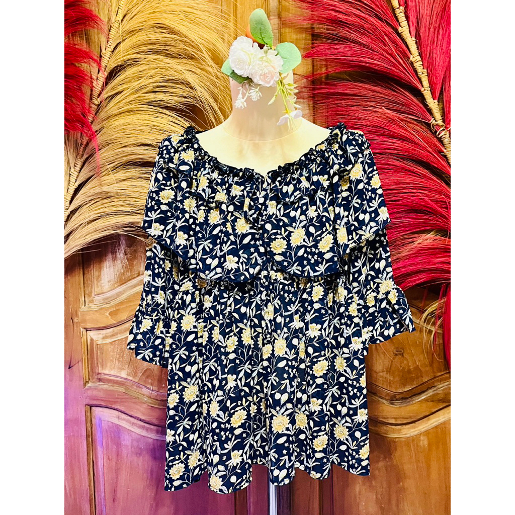 Blouse Ruffle Sifon Bunga