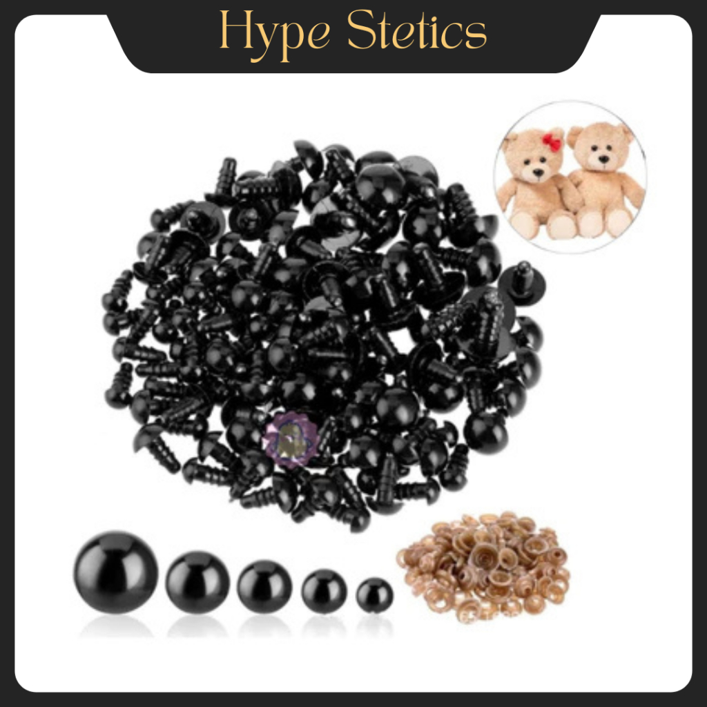 Sepasang Mata Boneka Bola Mata Hitam Polos Set MG011