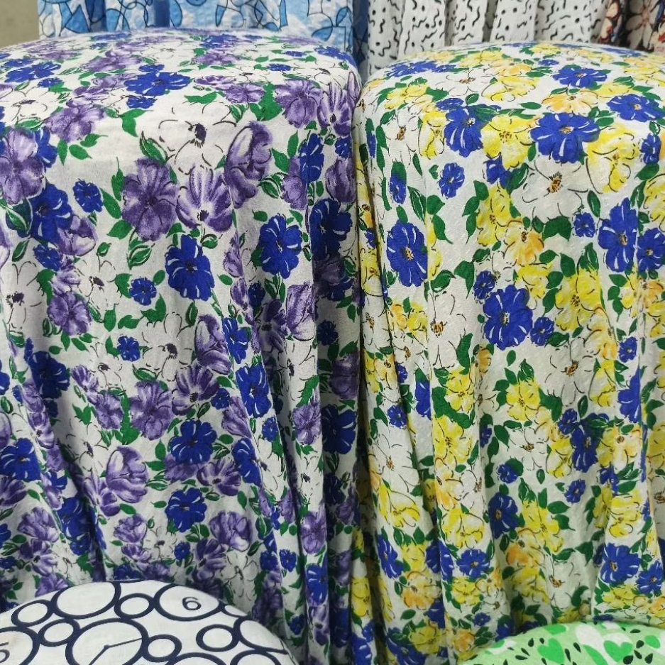 Kain Crinkle Airflow Motif Bunga Besar Floral Print Adem Meteran Bahan Gamis Tunik Dress Fashion Pre