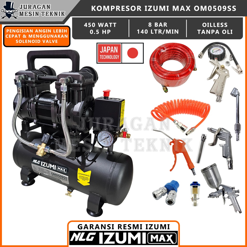 Mesin Kompresor Oilless 450 Watt Izumi Max OM0509SS High Speed 9 Liter