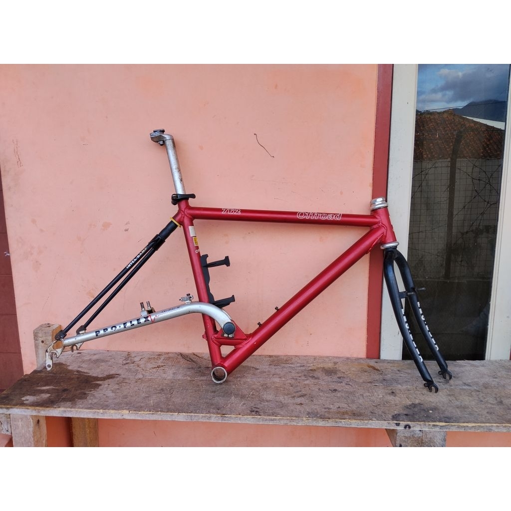Frame Fork Sepeda MTB 26 PRO FLEX USA 752 OFFROAD SIZE 20" ALLOY CHROMOLY ORIGINAL Langka