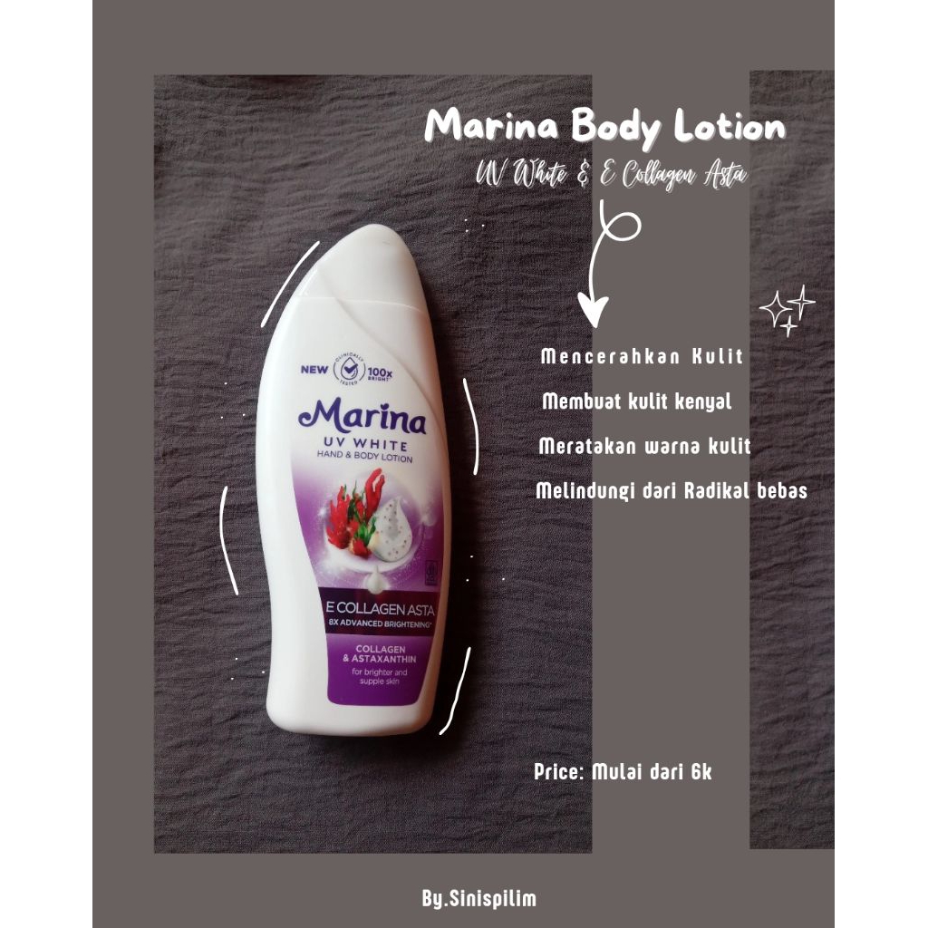 Marina Body Lotion Uv White & E Collagen Asta