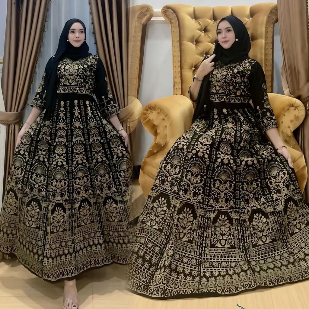 GAMIS HINDI FULL BORDIR / GAMIS BORDIR TERBARU / DRESS LEBARAN