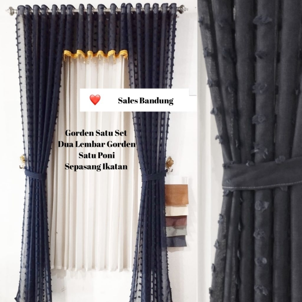 Gorden Satu Set Poni Atas Pintu Ruang Tamu Pembatas