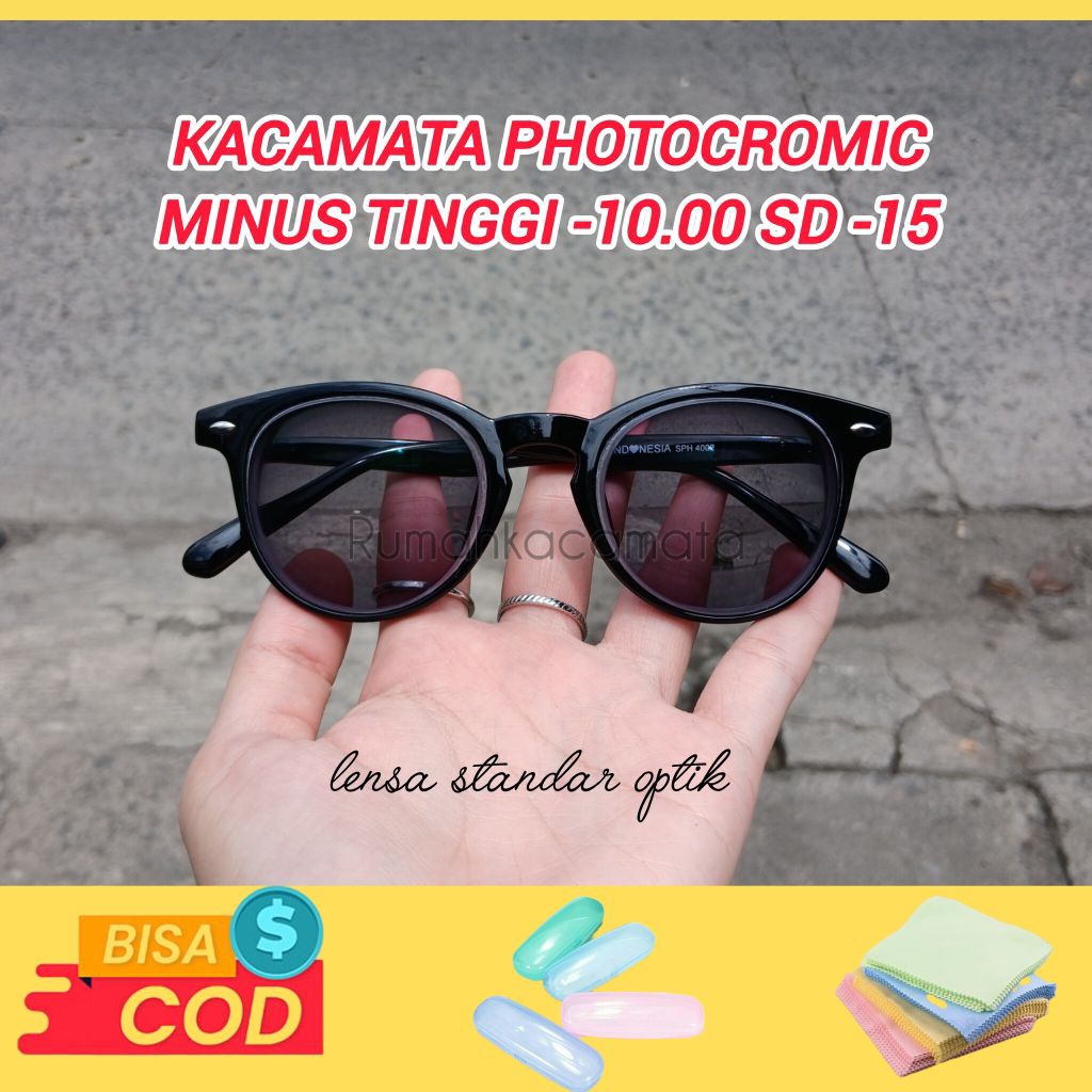 Kacamata Minus Tinggi Photocromic -10 sd 15 Kacamata Rabun Jauh Pria dan Wanita Kacamata Photocromic