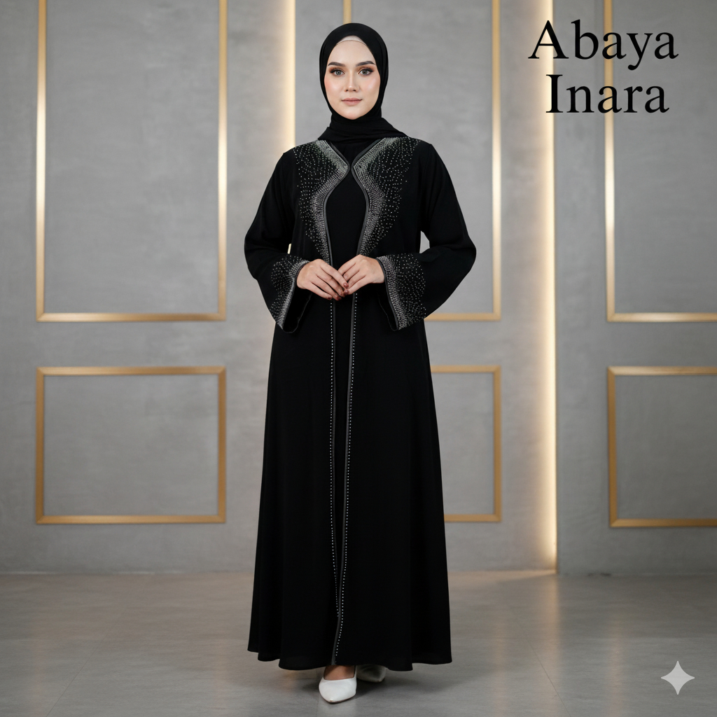 Abaya Turkey Modern Abaya Hitam Dress Gamis Arab Kombinasi Mata Premium