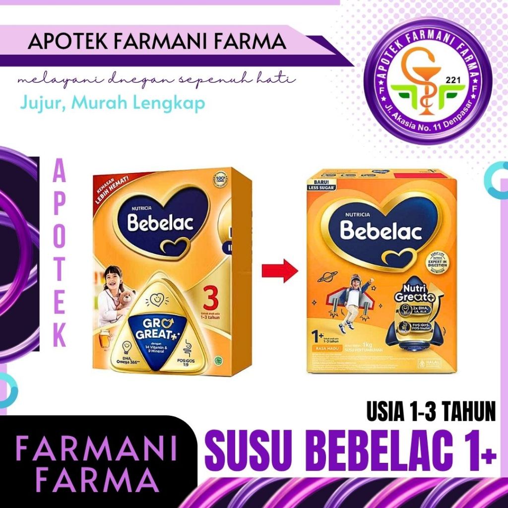 SUSU BEBELAC 1+ (DULU BEBELAC 3) GRO GREAT /SUSU PERTUMBUHAN ANAK 1-3 TAHUN