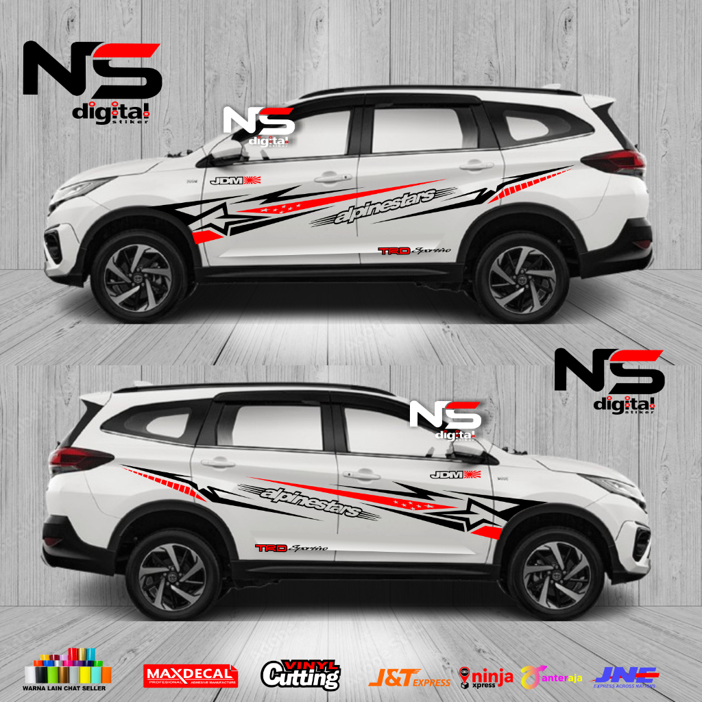 sticker stiker body rush GR sport list stripe mobil toyota rush GR sport old/new keren