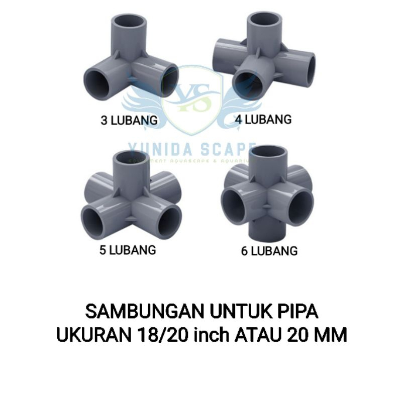 Fitting Keni Sambungan Pipa PVC / Konektor Fitting Pipa PVC 3/4/5/6 Way