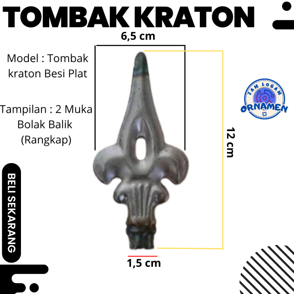 Tombak Kraton / tombak pagar Besi Plat , Ornamen Pagar Tralis