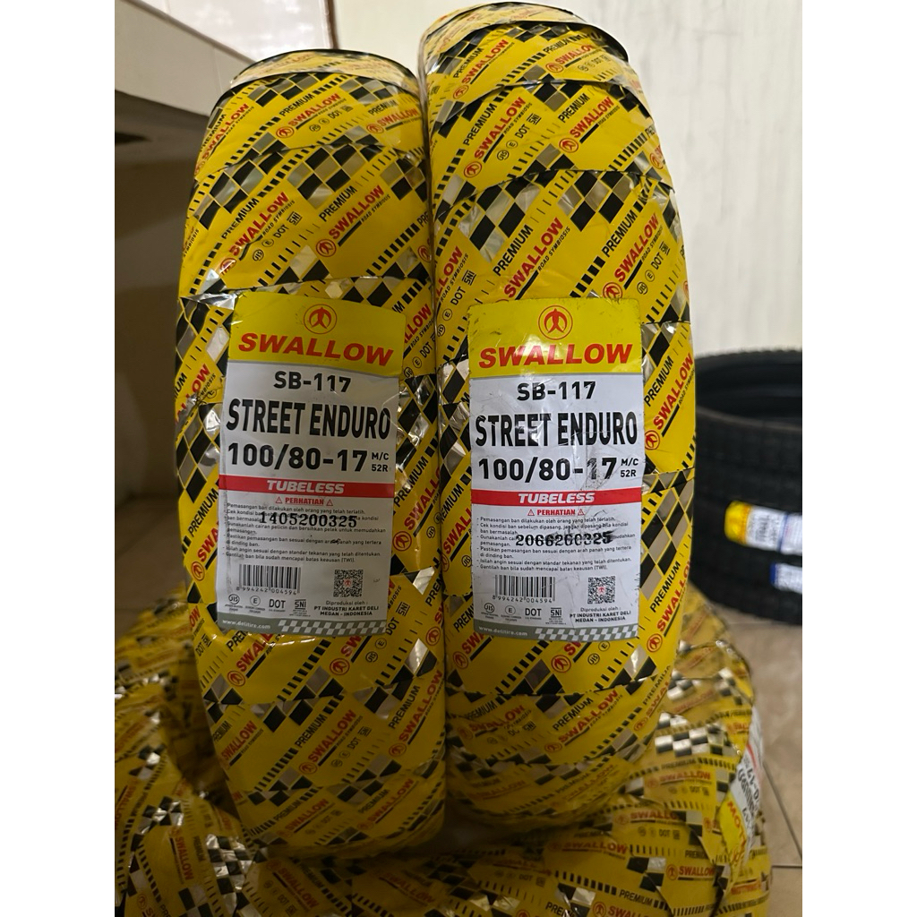 BAN LUAR SWALLOW TUBELESS 100/80-17 STREET ENDURO