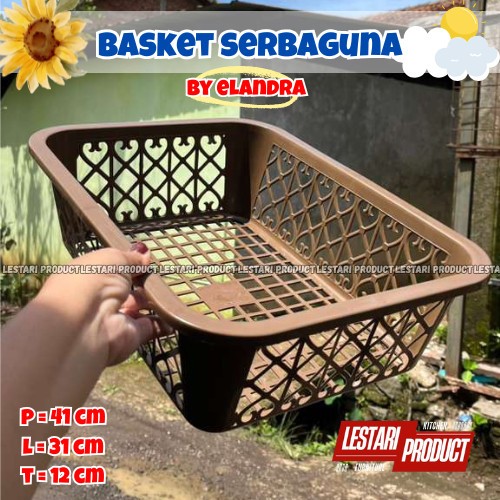 ( 6 PCS ) KERANJANG BASKET SERBAGUNA I KERANJANG SEGI LOUNDRY ELANDRA | KERANJANG COKELAT | RIGEN | 