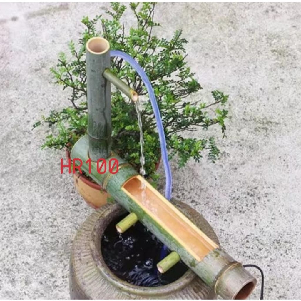 pancuran bambu hijau dekorasi aquarium termurah