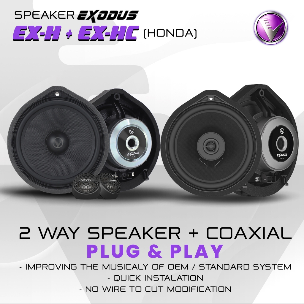 Speaker Split 2 way +Speaker Coaxial Venom Exodus|| Venom Exodus Speaker Plug N Play Honda