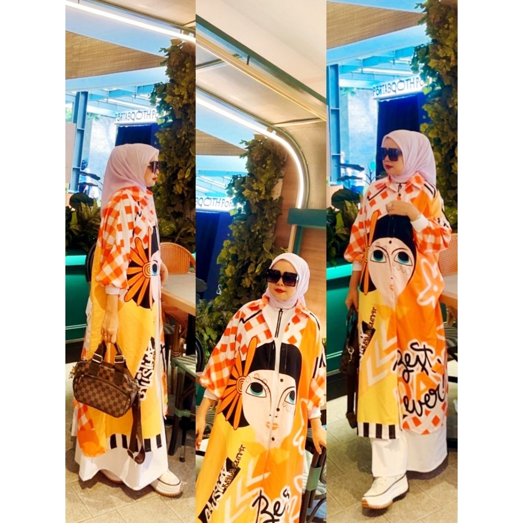 Meiga Set abaya jumbo printing etnic modern Calistha ori