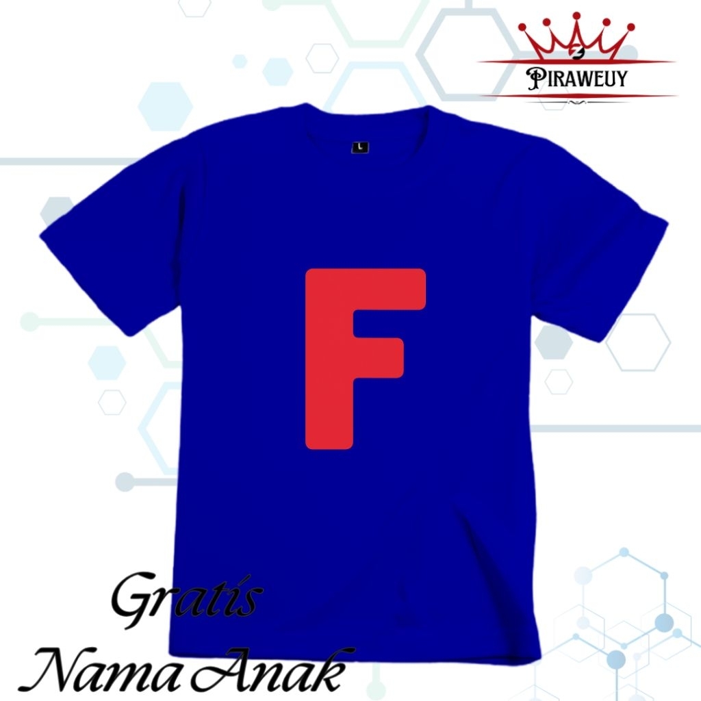 [free Nama] Kaos Anak Inisial Huruf F l kaos edukasi anak lbermain sambil belajar l kaos anak unisex